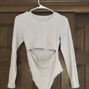 Aritzia Babaton Light Lilac/Gray Long Sleeve Bodysuit